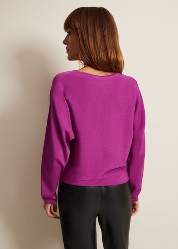 Phase Eight Letina Slinky Keyhole Knitwear Purple Australia | DJ5967021